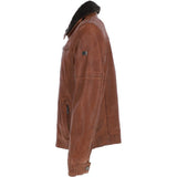 Leather Jacket With Detachable Collar Cognac: SANDOR