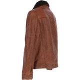 Leather Jacket With Detachable Collar Cognac: SANDOR