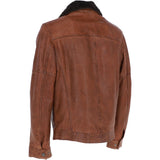Leather Jacket With Detachable Collar Cognac: SANDOR