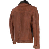 Leather Jacket With Detachable Collar Cognac: SANDOR