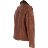 Leather Jacket With Detachable Collar Cognac: SANDOR