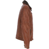 Leather Jacket With Detachable Collar Cognac: SANDOR
