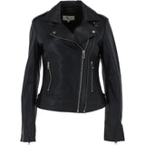 Twin Zip Fastening Leather Jacket  Black: ESTIMO