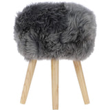New Zealand Sheepskin Stool  Grey: SHORT SHEEPSKIN STOOL