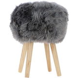 New Zealand Sheepskin Stool  Grey: SHORT SHEEPSKIN STOOL