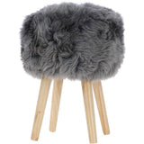 New Zealand Sheepskin Stool  Grey: SHORT SHEEPSKIN STOOL