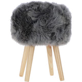 New Zealand Sheepskin Stool  Grey: SHORT SHEEPSKIN STOOL