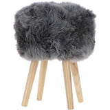 New Zealand Sheepskin Stool  Grey: SHORT SHEEPSKIN STOOL