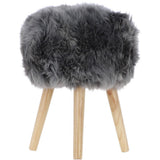 New Zealand Sheepskin Stool  Grey: SHORT SHEEPSKIN STOOL