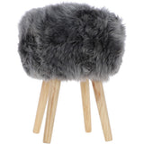 New Zealand Sheepskin Stool  Grey: SHORT SHEEPSKIN STOOL