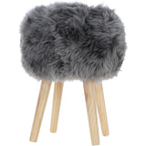 New Zealand Sheepskin Stool  Grey: SHORT SHEEPSKIN STOOL