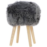 New Zealand Sheepskin Stool  Grey: SHORT SHEEPSKIN STOOL