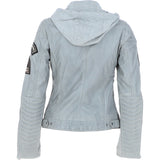 Women's Detachable Hood Leather Biker Jacket Grey: Sofi