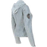 Women's Detachable Hood Leather Biker Jacket Grey: Sofi