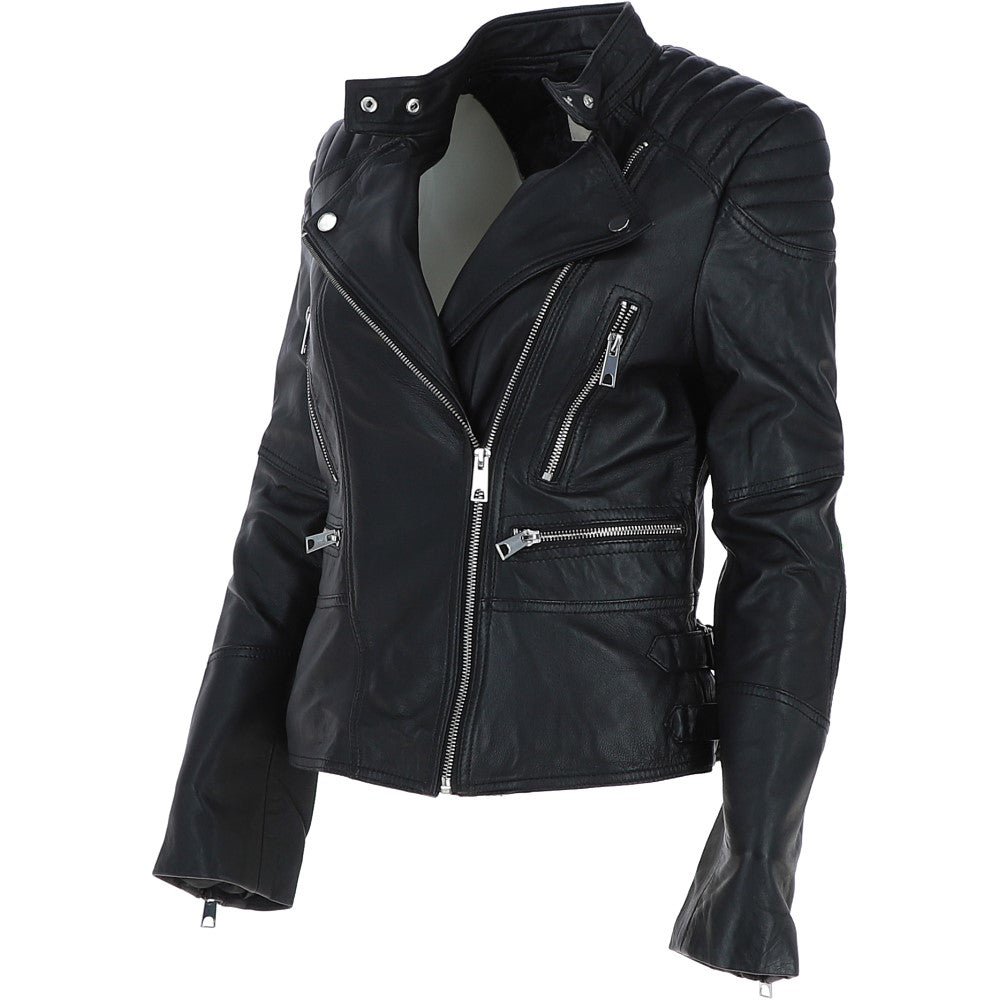 Leather Biker Jacket Black/nap: Soho