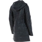 Women's Detachable Hood 3/4 Leather Jacket Black: Sofia