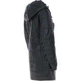 Women's Detachable Hood 3/4 Leather Jacket Black: Sofia
