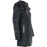 Women's Detachable Hood 3/4 Leather Jacket Black: Sofia