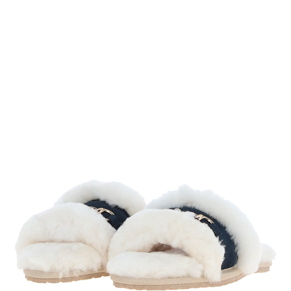 Fenland Ladies Sheepskin Sliders Navy: Sophie