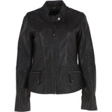 Womens Leather Biker Jacket Dark Brown: Style-F