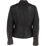 Womens Leather Biker Jacket Dark Brown: Style-F