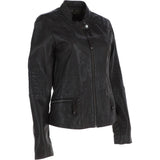Womens Leather Biker Jacket Dark Brown: Style-F