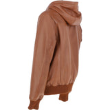 Mens Leather Hodded Jacket Cognac: Super Bomber