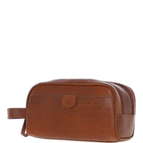 Ashwood Men’s Dual Zip Leather Washbag – Honey: T-78