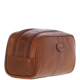 Ashwood Men’s Dual Zip Leather Washbag – Honey: T-78