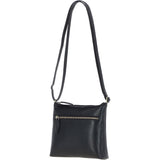 Zip Top Leather Crossbody Bag Black: T-89