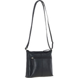 Zip Top Leather Crossbody Bag Black: T-89
