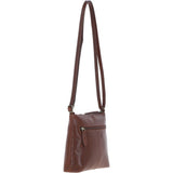 Zip Top Leather Crossbody Bag Chestnut: T-89