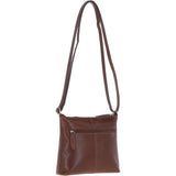 Zip Top Leather Crossbody Bag Chestnut: T-89