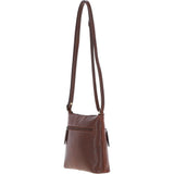 Zip Top Leather Crossbody Bag Chestnut: T-89
