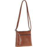 Zip Top Leather Crossbody Bag Honey: T-89