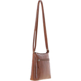 Zip Top Leather Crossbody Bag Honey: T-89