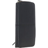 8 Card Zip Around RFID Protected Large Leather Purse Black: T-90