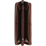 8 Card Zip Around RFID Protected Large Leather Purse Chestnut: T-90
