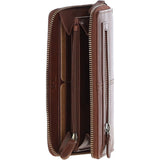 8 Card Zip Around RFID Protected Large Leather Purse Chestnut: T-90