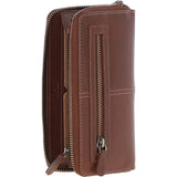8 Card Zip Around RFID Protected Large Leather Purse Chestnut: T-90