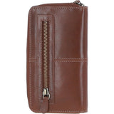 8 Card Zip Around RFID Protected Large Leather Purse Chestnut: T-90
