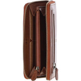 8 Card Zip Around RFID Protected Large Leather Purse Honey: T-90