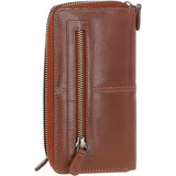 8 Card Zip Around RFID Protected Large Leather Purse Honey: T-90