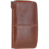 8 Card Zip Around RFID Protected Large Leather Purse Honey: T-90