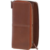 8 Card Zip Around RFID Protected Large Leather Purse Honey: T-90