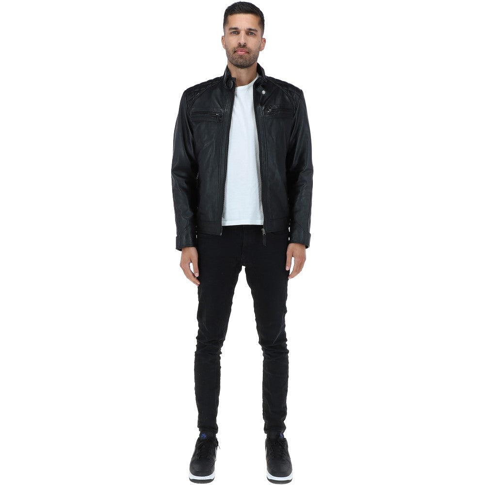 Leather Biker Jacket Black: 2101