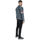 Vintage Leather Biker Jacket Blue/ Black: 2599