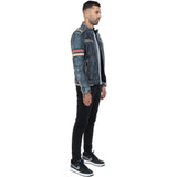 Vintage Leather Biker Jacket Blue/ Black: 2599