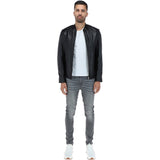 Mens Leather Biker Jacket Black: BR FONS-1