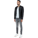 Mens Leather Biker Jacket Black: BR FONS-1